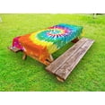 thumbnail image 1 of Rainbow Outdoor Tablecloth, Digital Spiral Vortex Vibrant Rainbow Colored Sixties Ikat Psychedelic Pattern Print, Decorative Washable Fabric Picnic Tablecloth, 58 X 120 Inches, Multi, by Ambesonne, 1 of 2