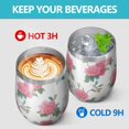 thumbnail image 4 of 12oz Stainless Steel Insulated Wine Tumbler with Lid and Straw – Double Wall Vacuum Mug for Hot & Cold Drinks, 304 Steel Interior, Sweat-Free Design, 4 of 5