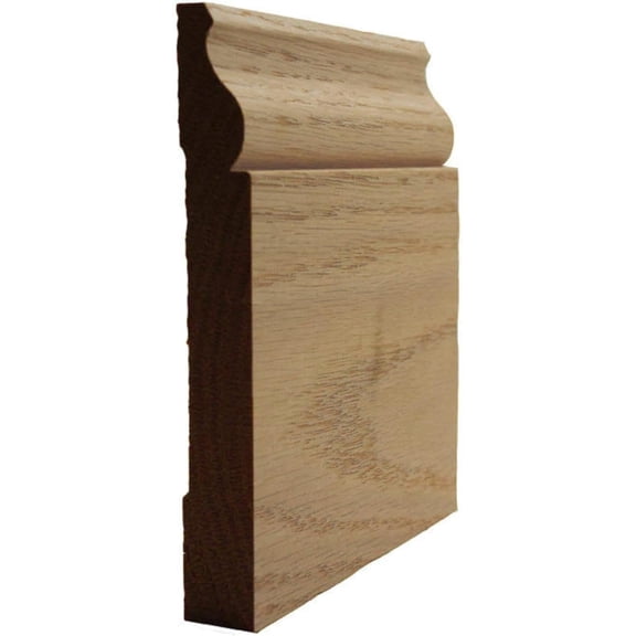 EWBB12 Colonial Baseboard 5-1/4" Tall x 11/16" Moulding. Unfinished, Red Oak, 94"