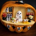 thumbnail image 4 of Halloween Decorations, LED Lighted Pumpkin Ghost Bar Resin Figurine, Witch Hat Boo Banner Mini Bar Scene Statue, Fall Autumn Mantel Table Centerpiece, Farmhouse Thanksgiving Hostess Gift, 4 of 10