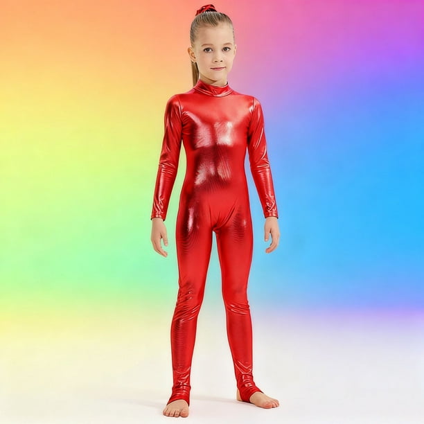 Cowsor Girls Kids Long Sleeve Dance Unitard Bodysuits Full Body Leotard for Ballet,Gymnastics,Performance,Costumes