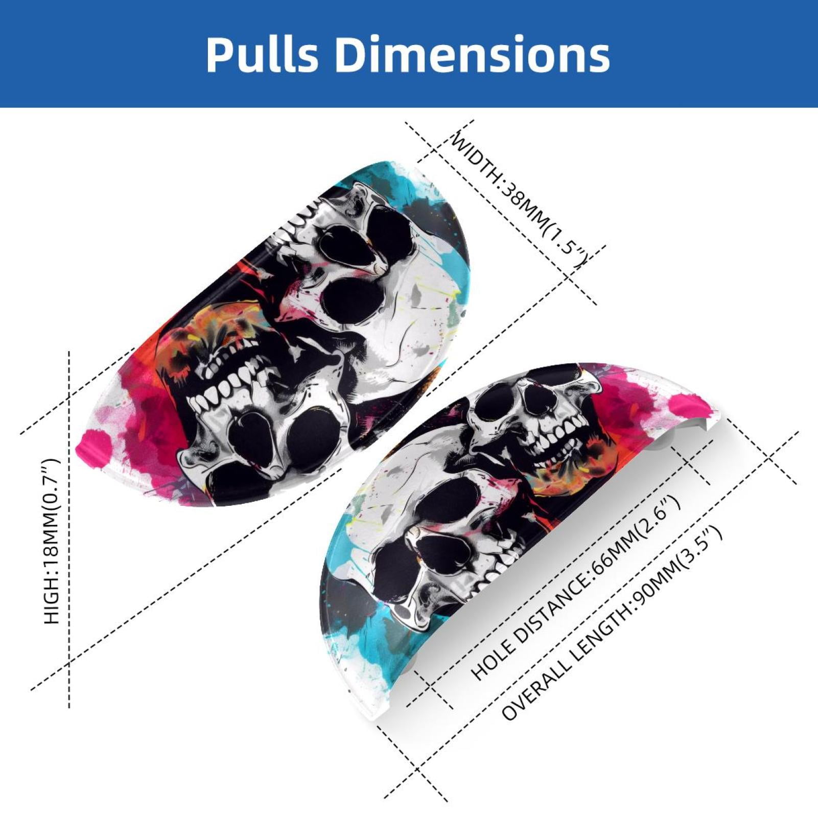 PhooArto 6 Pcs Cup Drawer Pulls, Colors Splashes Skulls Illustration Shell Shape Handles Cabinet Knobs for Dresser Cupboard Closet Wardrobe with Screws