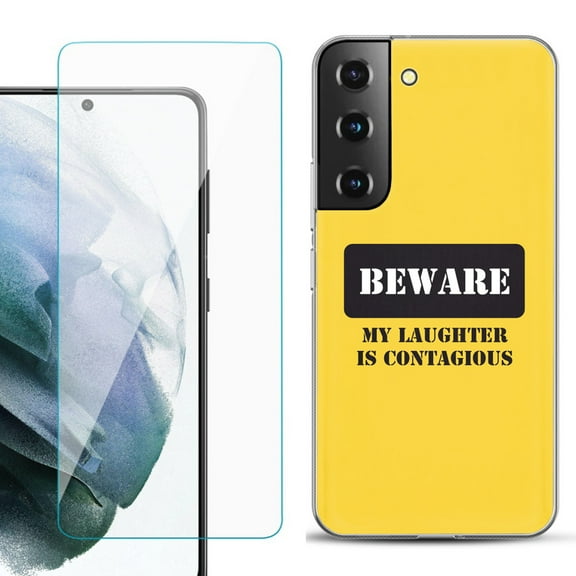 Slim-Fit TPU Fashion Phone Case for Samsung Galaxy S22 5G, with Tempered Glass Screen Protector, by OneToughShield ® - Laughter