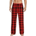 thumbnail image 1 of Balery Retro red and Black Houndstooth Pantalones de pijama para hombre, pijama ultraligero, pantalón de descanso-3X-Large, 1 of 6