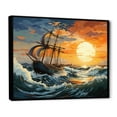 thumbnail image 2 of Designart "Orange Blue Boat Energetic Storm I" Boat Floater Framed Wall Art Living Room, 2 of 7