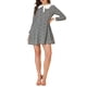 thumbnail image 2 of Vestido de manga larga con cuello Peter Pan en contraste floral para mujer, negro, por encima de la rodilla, 2 of 6
