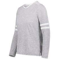 Holloway 223346.152.L Girls Monterey Long Sleeve T-Shirt, Athletic Heather & White - Large