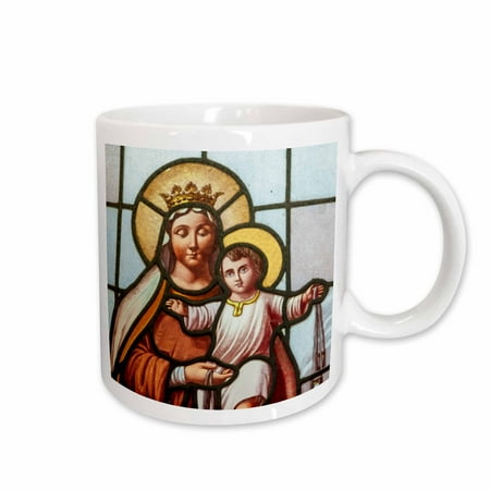 3drose, Argentina, Buenos Aires. Stained Glass Window, Virgin Mary and Jesus., 11oz Mug