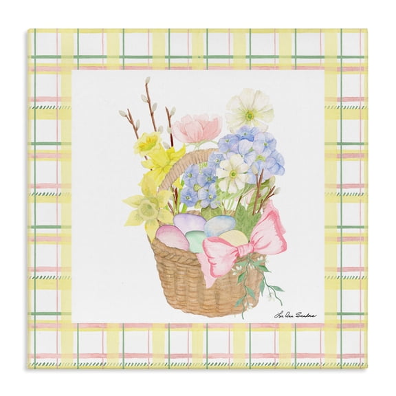 Spring Basket on Plaid Canvas Wall Art, design by Lee Ann Sanders