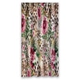 thumbnail image 1 of ABPHQTO Cortina de ducha de poliéster impermeable con flores de leopardo a rayas y ganchos 90x180 cm, 1 of 1
