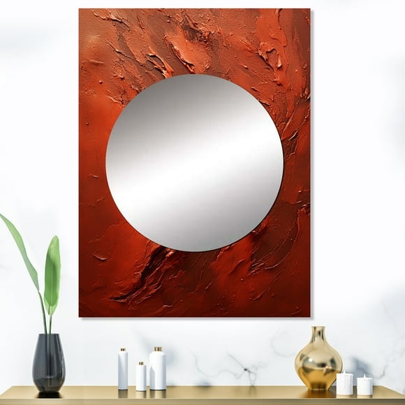Designart "Semi-Sweet Artistry I" Collages Abstraits Miroir Décoration Murale - Art Mural Moderne Rouge Abstrait pour Entrée - 40 Pouces x 30 Pouces Pouces