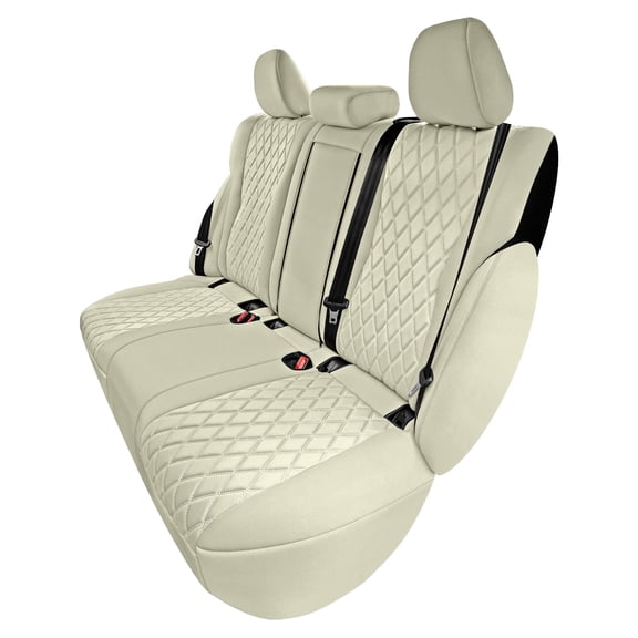 For 2021-2024 Nissan Rogue S SV SL Platinum Midnight Ed. FH Group Neoprene Custom Fit Car Seat Covers Waterproof Solid Beige - Rear