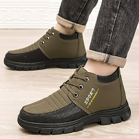 

YOUSNH Men Thick Warm Plush High Top Cotton Shoes Comfortable Flat and Soft Sole Snow Bboots Men s Boots Coffee 9