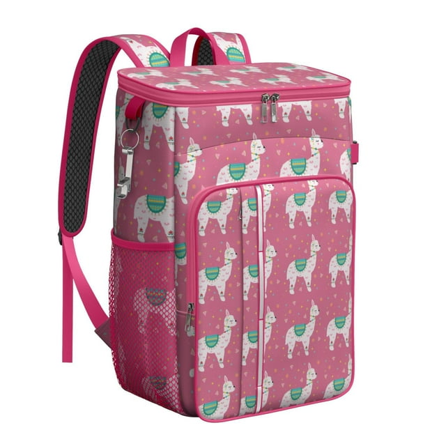 Funny Llama Print Backpack Cooler – Leakproof Lunch Bag with Adorable Alpaca Pattern for Travel, Camping & Work