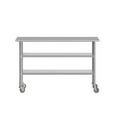 thumbnail image 5 of Flash Furniture NSF Certified Stainless Steel Prep and Work Table 24"x 60" with 2 Galvanized Steel Undershelves and 4 Casters, Heavy Duty Food Prep Worktable, 5 of 9