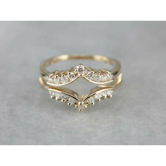 14K Yellow Gold Plated 2 Ct Simulated Diamond Ring Enhancer
