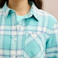 thumbnail image 3 of Girls 6-20 SO® Cropped Flannel Shirt in Regular & Plus Size Color: Lavender Peach Plaid Size: 16 PLUS, 3 of 4