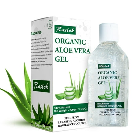 Raslok Aloe Vera Gel | 100% Pure Natural Aloe Gel For Moisturizing Face Skin & Hair Care,Durable Moisturizing Hydrating Soothing, Non-Sticky (7.7 OZ)