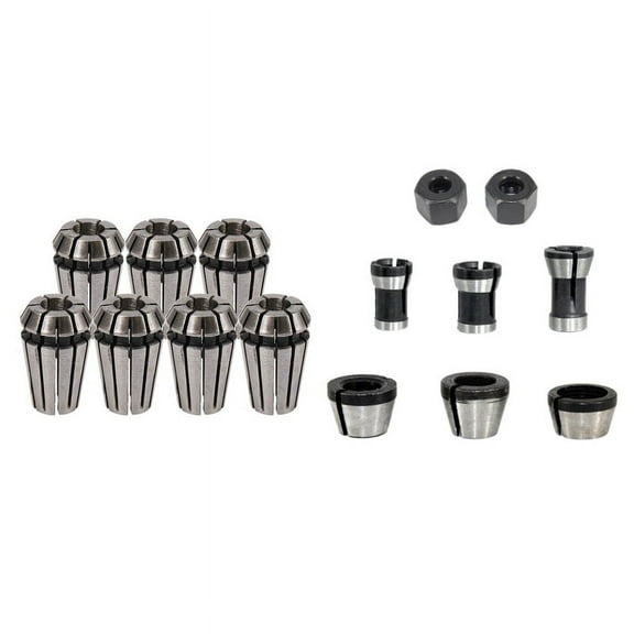 7Pcs 1-7mm ER11 Collet Chuck Tool Bits Holder Spring Collet with 8 Pcs Router Collet Set Chuck Heads Adapter