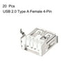 thumbnail image 2 of Uxcell 4-Pin DIP 90 Degree 2.0 Type A Female PCB USB Port 20 Count, 2 of 3