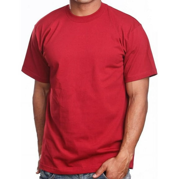 2 Pack PRO 5 Super Heavy Men's Short Sleeve Crew Neck T-Shirt - Red - Large