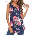 thumbnail image 2 of Gustave Button Up Sleeveless Shirts for Women Floral Print Tank Tops Summer Casual U Neck Flowy T-Shirt Blouse Vest Plus Size "Blue, 2XL", 2 of 9