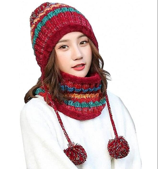 Women'S Knitted Hat Scarf Set Winter 