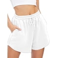 thumbnail image 3 of Women Sweat Shorts Casual Summer Comfy Lounge High Waisted Cotton Shorts with Pockets White L, 3 of 6