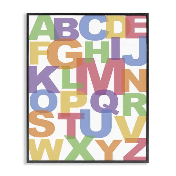 Stupell Industries Modern Rainbow Alphabet Typography Black Framed Giclee Art, 11 x 14, by Martina Pavlova