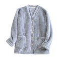 thumbnail image 4 of Bibifish Womens Cardigan Light Blue Fuzzy Plush V Neck Button Down Jackets Side Pocket Relaxed Fit Cozy Comfy Casual Daily Wear Stylish Jackets, 4 of 6