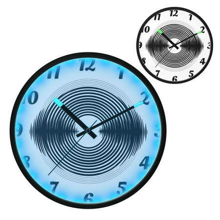 Iauyy Vintage Battery Sunrise Clock Wall Clock 12 inch Fashion Bedroom/Biathroom Lighted Wall Clock for Kitchen Clocks ，Black and White Circular Art