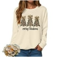 thumbnail image 4 of adviicd Women's Merry Christmas Sweatshirt Cute Xmas Leopard Tree Printed Pullover Loose Casual Long Sleeved Tops (Beige, XL), 4 of 5