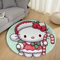 thumbnail image 2 of Hello Kitty Christmas Round Rug Washable Circle Rug Non Slip Round Doormat Anime Printed Flannel Round Entryway Rug Floor Carpet Round for Entrance, Entryway, Bedroom 59.1 Inch, 2 of 5
