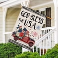 thumbnail image 5 of 4th of July God Bless The USA House Flag 28 x 40 Double Sided,Buffalo Plaid Patriotic Truck with Flowers Yard Flags for Outdoor,Holiday Decorative House Flag Independence Day Decor for Memorial Day, 5 of 6