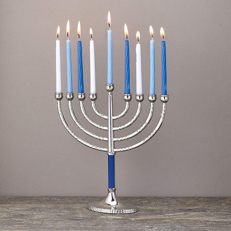 Hammered Accents Classic Elegance Menorah, Blue photo 4