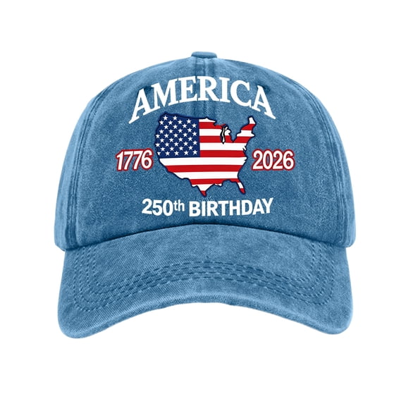 LNZGNM United States 250th Anniversary Hats for Men Women Washed Distressed Baseball Hat Adjustable Golf Cap Retro Outdoor Dad Hats,Light Blue