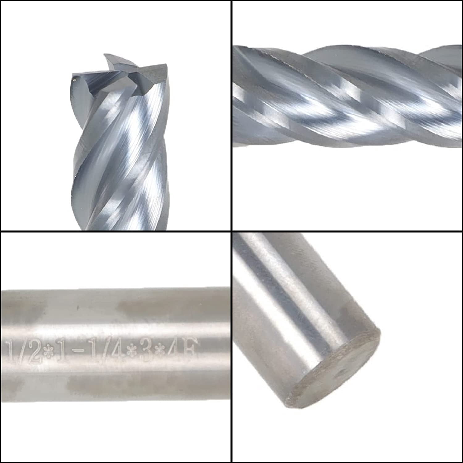 SEBLAFF 1/2 Inch Helix Carbide End Mill Tialn Coated 4 Flute 1-1/4 Inch Length of Cut Fit for Aluminum Cut Non-Ferrous Metal Upcut CNC Spiral Router Bit