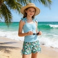 thumbnail image 3 of Swimsuit for Girls Size 9-10 Years Girls Tankini Swimsuit 2 Piece Ruched Tie Straps Swimwear Swim Shorts Girl Bathing 7 16Y, 3 of 5