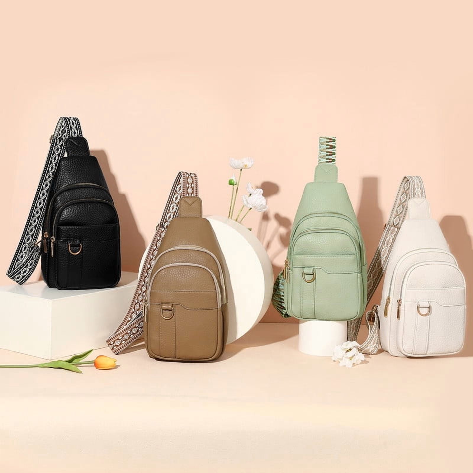 GAEKEAO Sling Bag for Women Crossbody Bags Fanny Pack Vegan Leather Chest Bag Travel Shoulder Belt Purse Backpack Gifts