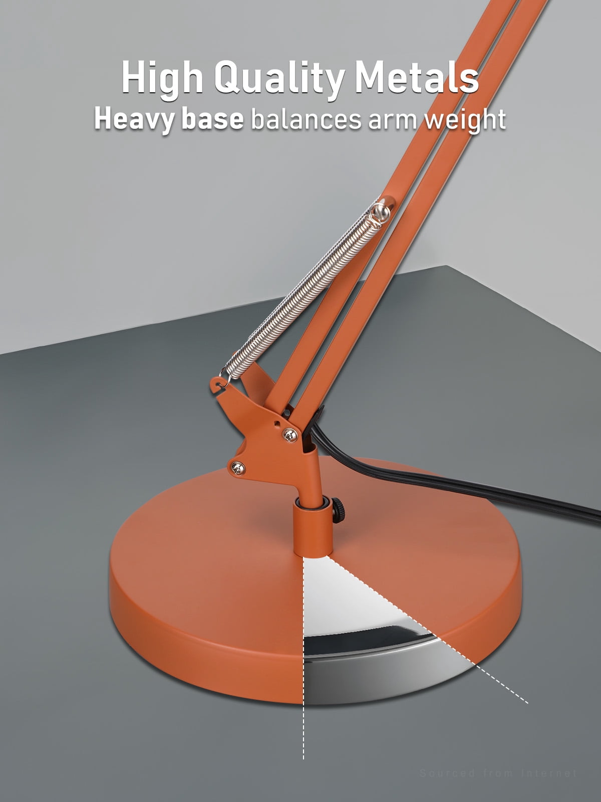 2 Pack Adjustable Metal Table Lamp, Large Size Max Height 29.7", E26 Base, Swing Arm Desk Light with Wooden Accent, Orange