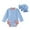 Blue, variant on Infant Baby Swimsuit One-Piece Bathing Suit Toddler Kids Long Sleeve RuffleButts Rash Guard with Hat Set Zipper Beach Wear