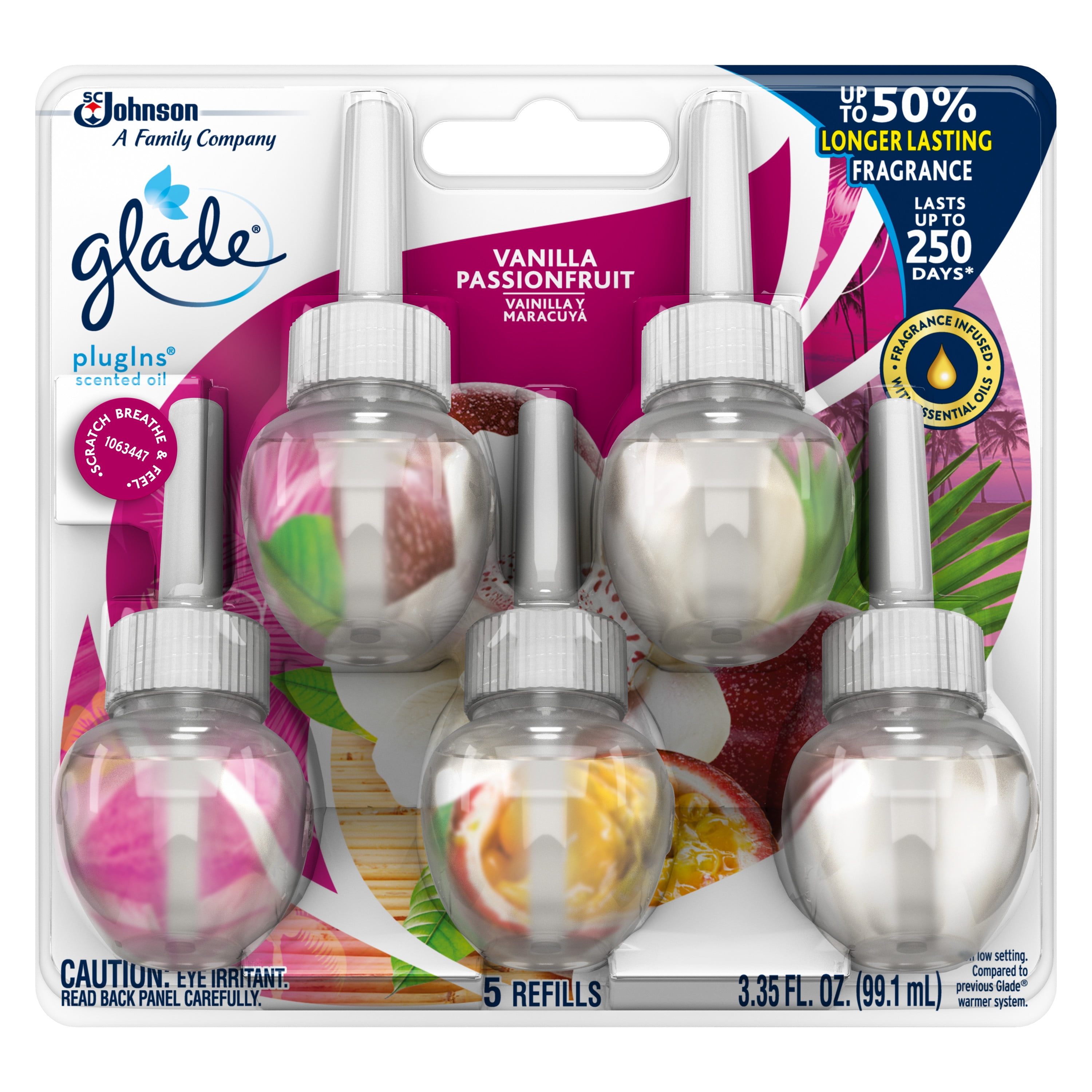 Glade PlugIns Scented Oil Air Freshener Refills - Vanilla Passion Fruit - 3.35oz/5pk
