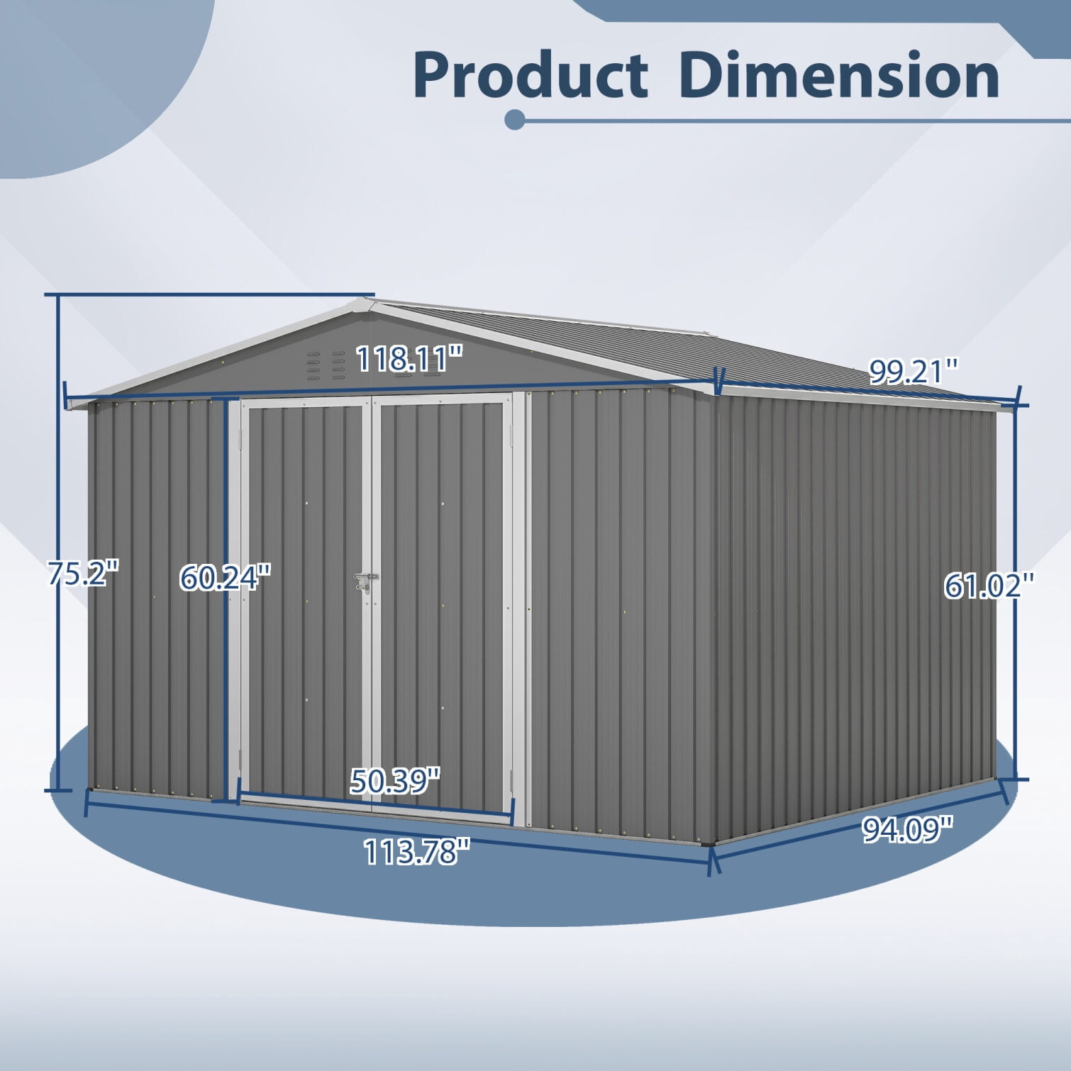 10X8 FT Outdoor Storage Shed, Metal Tool Shed & Outdoor Storage with Lockable Door and Vents Ideal for Bicycles, Tools, Lawnmowers, Backyards, Patios, Lawns