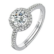 NUOKO Finger Ring Adjustable Ring With Opening Engagement Round Cut Zircons Women Wedding Rings Jewelry Rings For Woman