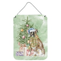 Carolines Treasures CK8243DS1216 Boxer Christmas Presents and Tree Wall or Door Hanging Prints 12x16 multicolor