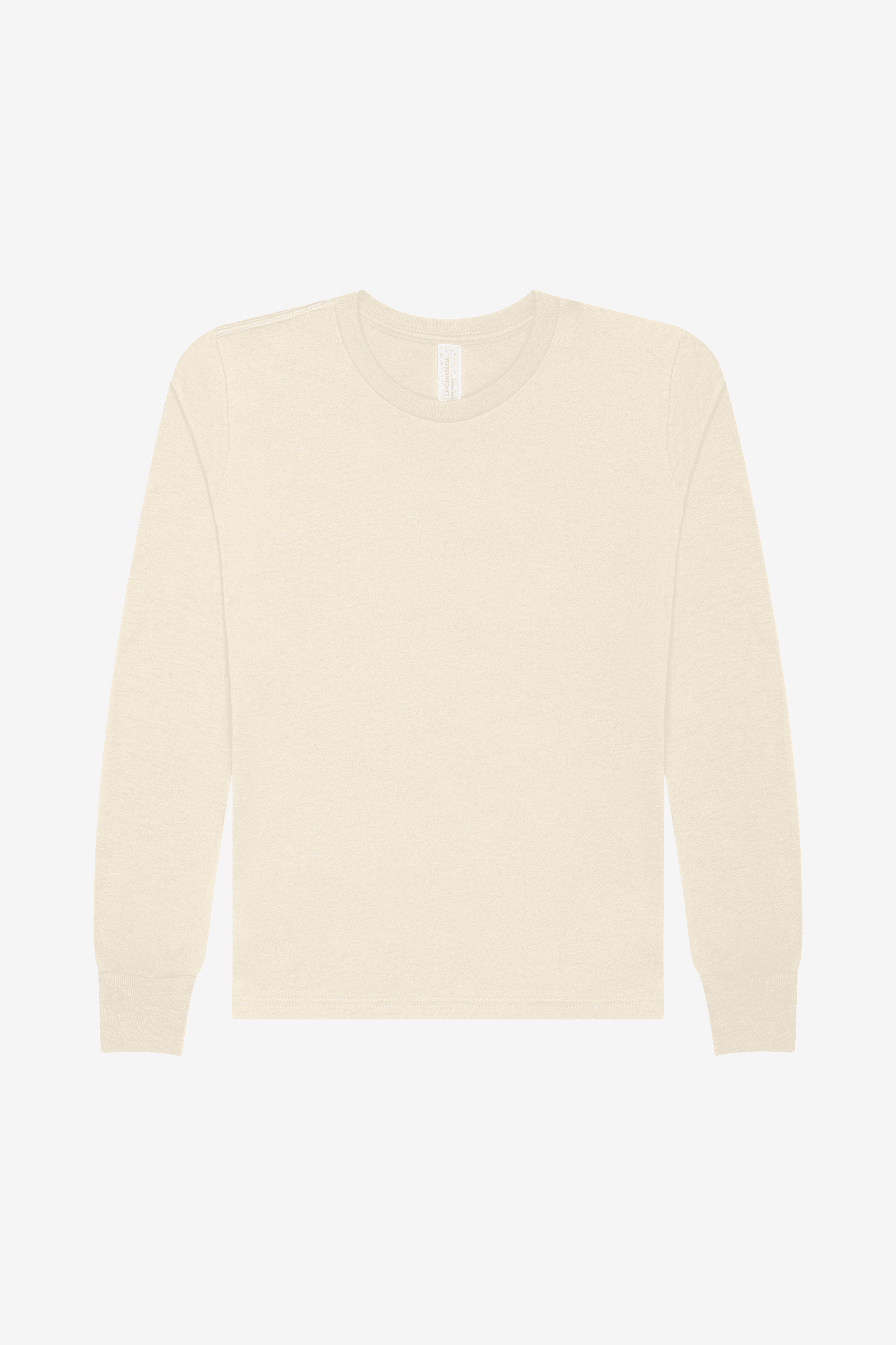 BELLA+CANVAS Adult Crew Neck Personalized Long Sleeve T-Shirt, Create your own Designs, Natural, Medium, Unisex