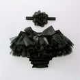 thumbnail image 3 of Xfvqtps Infant Baby Girls Bowknot Ruffle Yarn Skirt Bloomer Diaper Covers and Headband Set Newborn Photo Prop Outfits Black, 3 of 5