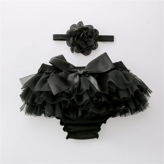 ATOGUTA Diaper Covers for Girls Mesh Ruffle Bloomers for Toddler Girls Newborn Infant Shorts Baby Underwear Black, Size 0-3T