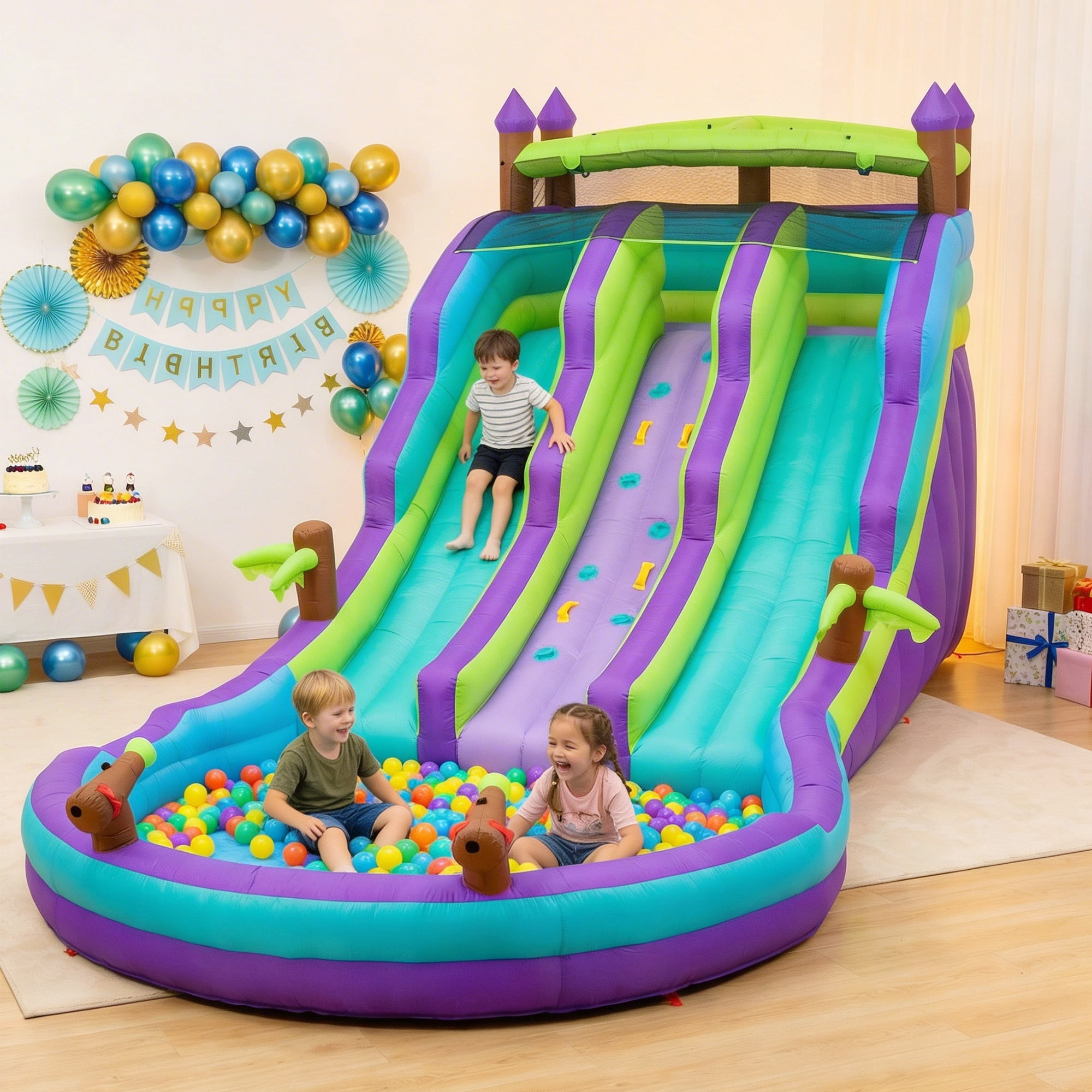Eclife Inflatable Bounce House Water Slide, Backyard Water Park Combo with Blower, 21 ft, 1-Count