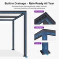 thumbnail image 6 of PURPLE LEAF Louvered Pergola 11' x 15' Outdoor Aluminum Pavilion with Invisible Drainage System and White Adjustable Sun Shelter Roof Patio Hardtop Compact Pergolas for Deck Porch Garden, 6 of 9